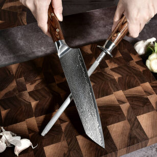 Profesjonalny nóż kuchenny z ostrzałką stal damasceńska 67 warstw yd201-22