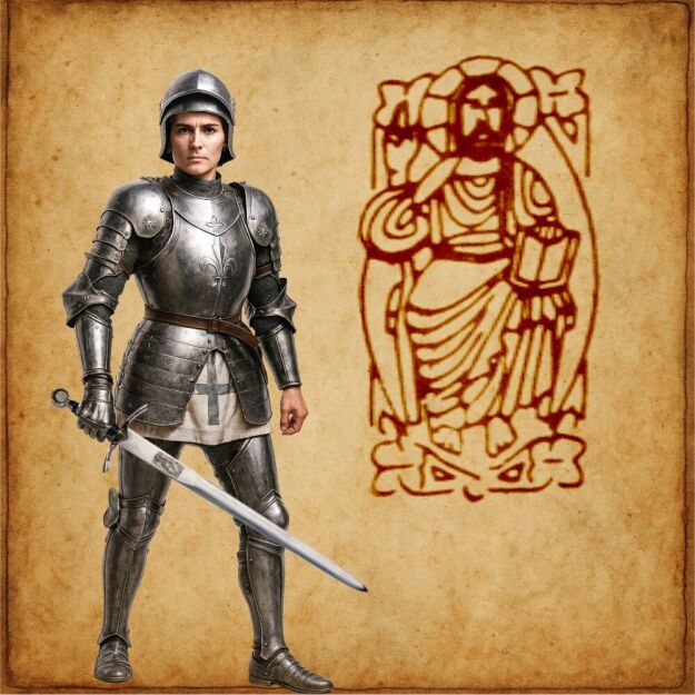 NOŻYK DO LISTÓW OKAZAŁY MIECZ JOANNY D'ARC (25)plus stojak