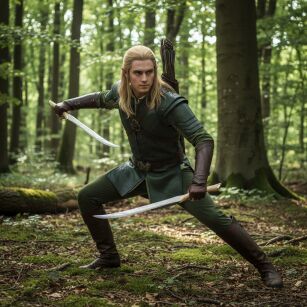 2 Krótkie Miecz Legolasa Inspirowany Lord of The Rings z Zawieszką 56 cm JT6036-A