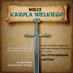 NOŻYK DO LISTÓW MINIATURKA HISTORYCZNY MIECZ KAROLA WIELKIEGO (06)plus stojak - 16