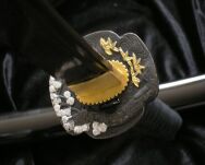 WSPANIAŁA KATANA O NIETYPOWYM OSTRZU - DAMAST +  STOJAK TR-026 - 7