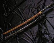 WSPANIAŁA KATANA O NIETYPOWYM OSTRZU - DAMAST +  STOJAK TR-026 - 5