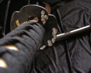 WSPANIAŁA KATANA O NIETYPOWYM OSTRZU - DAMAST +  STOJAK TR-026 - 4