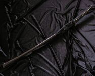 WSPANIAŁA KATANA O NIETYPOWYM OSTRZU - DAMAST +  STOJAK TR-026 - 3