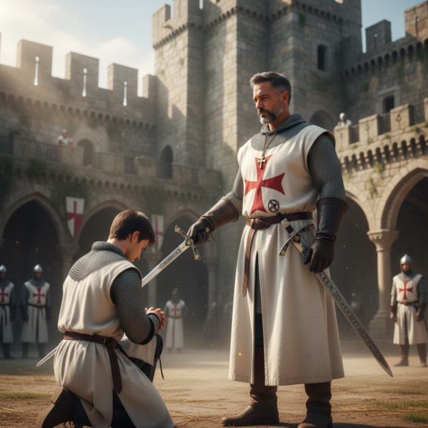 WSPANIAŁY MIECZ ZAKONU TEMPLARIUSZY 4112  Pasowanie Wojowników Maryi