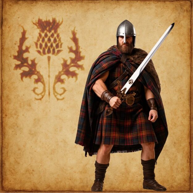 Nożyk do listów miniaturka historyczny miecz szkockich górali claymore (22)plus stojak