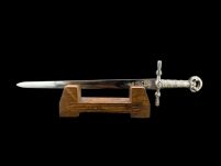 NOŻYK DO LISTÓW MINIATURKA HISTORYCZNY MIECZ KRZYŻOWCÓW ZE STALI TOLEDAŃSKIEJ (12)plus stojak - 2