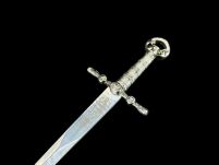 NOŻYK DO LISTÓW MINIATURKA HISTORYCZNY MIECZ KRZYŻOWCÓW ZE STALI TOLEDAŃSKIEJ (12)plus stojak - 24