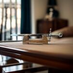 NOŻYK DO LISTÓW MINIATURKA HISTORYCZNY MIECZ KRZYŻOWCÓW ZE STALI TOLEDAŃSKIEJ (12)plus stojak - 25