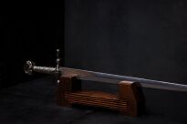 NOŻYK DO LISTÓW MINIATURKA HISTORYCZNY MIECZ KRZYŻOWCÓW ZE STALI TOLEDAŃSKIEJ (12)plus stojak - 18