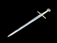 NOŻYK DO LISTÓW MINIATURKA HISTORYCZNY MIECZ KRZYŻOWCÓW ZE STALI TOLEDAŃSKIEJ (12)plus stojak - 8