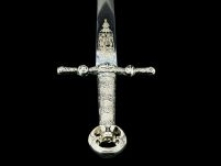 NOŻYK DO LISTÓW MINIATURKA HISTORYCZNY MIECZ KRZYŻOWCÓW ZE STALI TOLEDAŃSKIEJ (12)plus stojak - 11