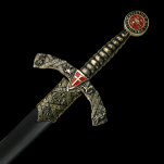 BOGATO ZDOBIONY RYCERSKI MIECZ TEMPLARIUSZY Z POCHWĄ   (SW-374) Pasowanie Wojowników Maryi - 2