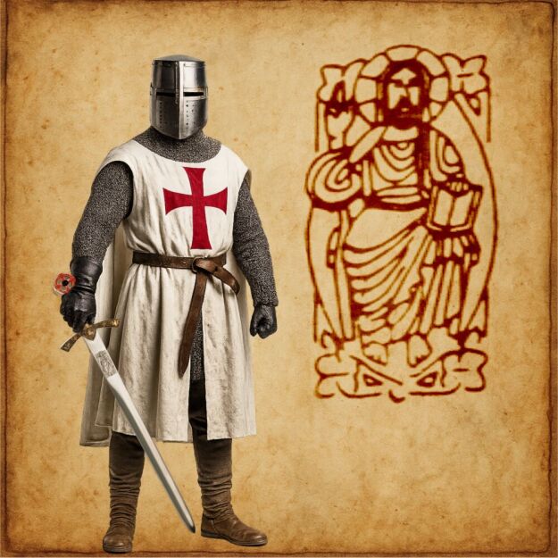 NOŻYK DO LISTÓW MIECZ RYCERSKI ZAKONU TEMPLARIUSZY (31)plus stojak