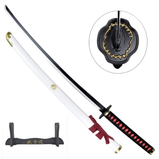 KATANA BIAŁA SAMURAJSKI MIECZ Z POCHWĄ + STOJAK ZS636