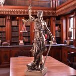 Okazała Temida z wagą i mieczem 31 cm rzeźba brąz symbol sprawiedliwości sygnowana 57 Special Replicas TEM-01 - 4