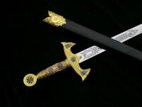 ZŁOTY MIECZ TEMPLARIUSZY Z POCHWĄ JT6136GU MEGA HIT 84CM  Pasowanie Wojowników Maryi - 5