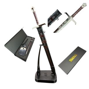 Mini Miecz Króla Artura z Pochwą 22 cm inspirowany filmem Nożyk Do listów plus Stojak i pudełko prezentowe KW1129