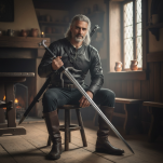 Duży miecz Geralta z pochwą i pasem 126 cm inspirowany Wiedźmin the Witcher dekoracyjny 9322 - 6