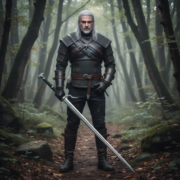 Duży miecz Geralta z pochwą i pasem 126 cm inspirowany Wiedźmin the Witcher dekoracyjny 9322