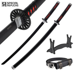 Miecz Wakizashi Krótka Katana Demon Slayer Kamado Tanjirous Drewniany 77cm plus Stojak i Pas JT10650-W