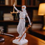 Okazała Biała Temida z wagą i mieczem 31 cm rzeźba symbol sprawiedliwości sygnowana 57 Special Replicas TEM-02 - 4