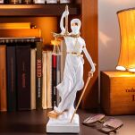 Okazała Biała Temida z wagą i mieczem 31 cm rzeźba symbol sprawiedliwości sygnowana 57 Special Replicas TEM-02 - 7