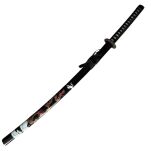 Miecz Katana Ostrze Bambusowe Czarny Smok z Pochwą i Stojakiem HK1138WD - 15