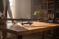 Miecz Katana Ostrze Bambusowe Czarny Smok z Pochwą i Stojakiem HK1138WD - 19